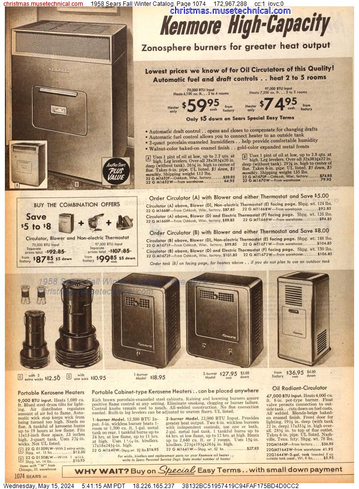 1958 Sears Fall Winter Catalog, Page 1074