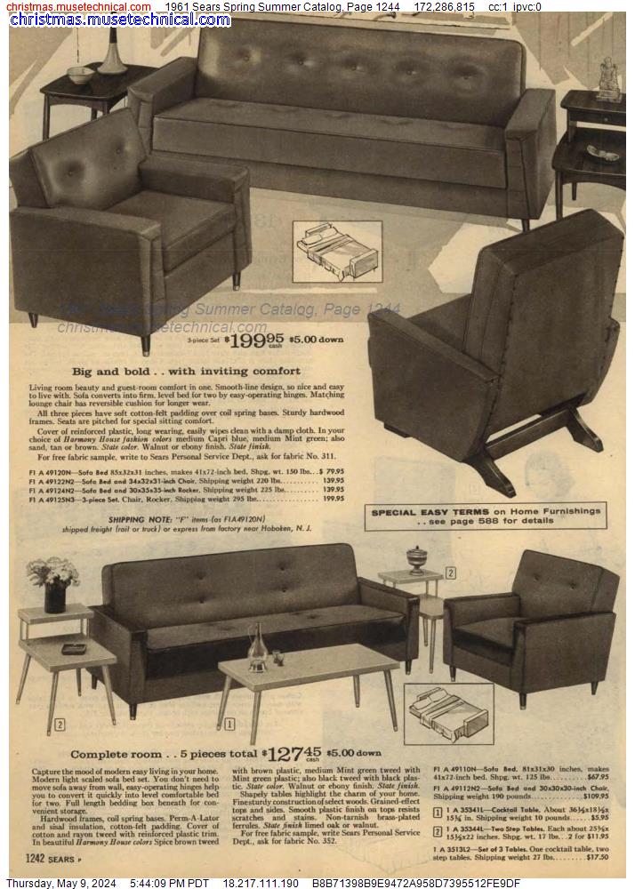 1961 Sears Spring Summer Catalog, Page 1244