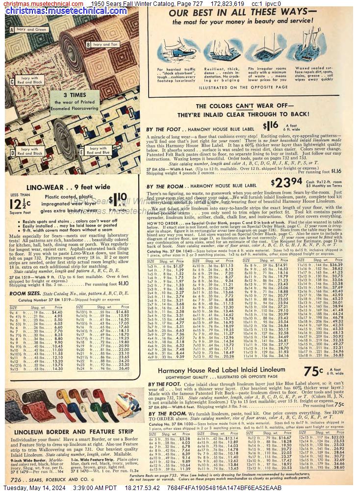 1950 Sears Fall Winter Catalog, Page 727