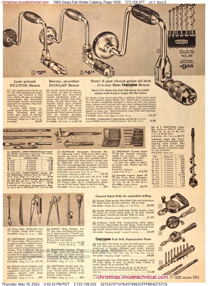 1960 Sears Fall Winter Catalog, Page 1009