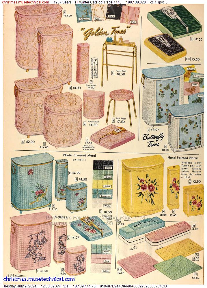 1957 Sears Fall Winter Catalog, Page 1113
