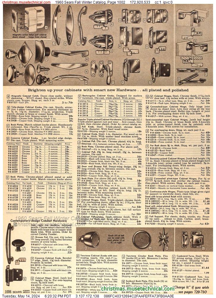 1960 Sears Fall Winter Catalog, Page 1002