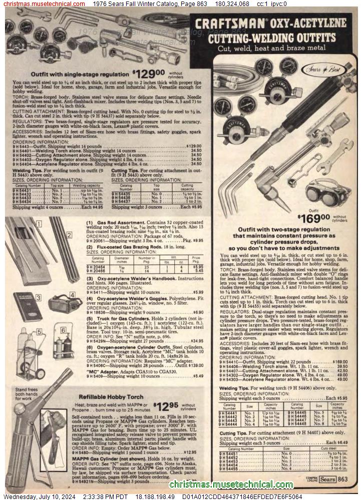 1976 Sears Fall Winter Catalog, Page 863