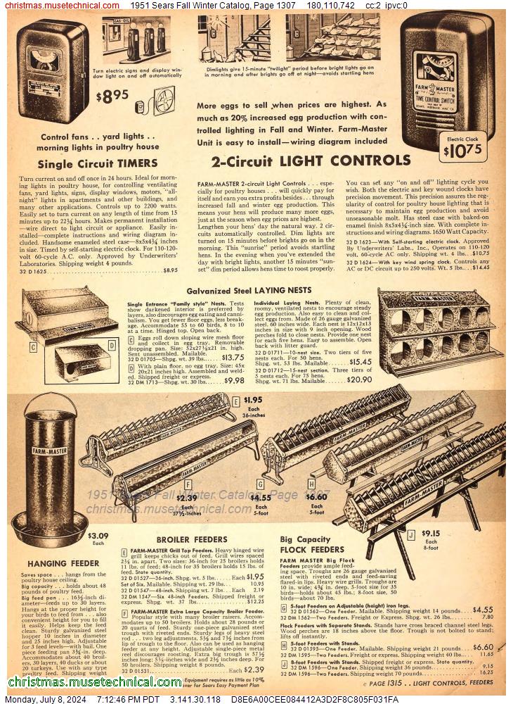 1951 Sears Fall Winter Catalog, Page 1307