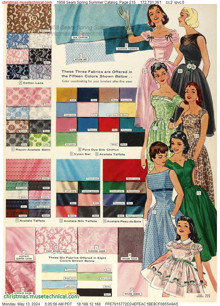 1958 Sears Spring Summer Catalog, Page 215