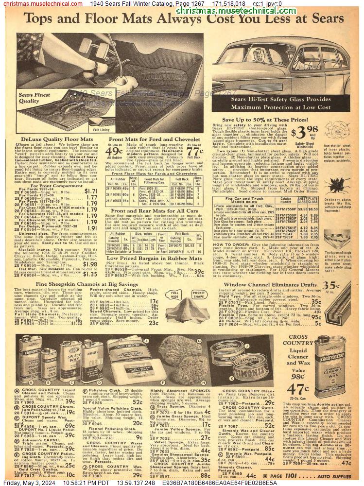 1940 Sears Fall Winter Catalog, Page 1267
