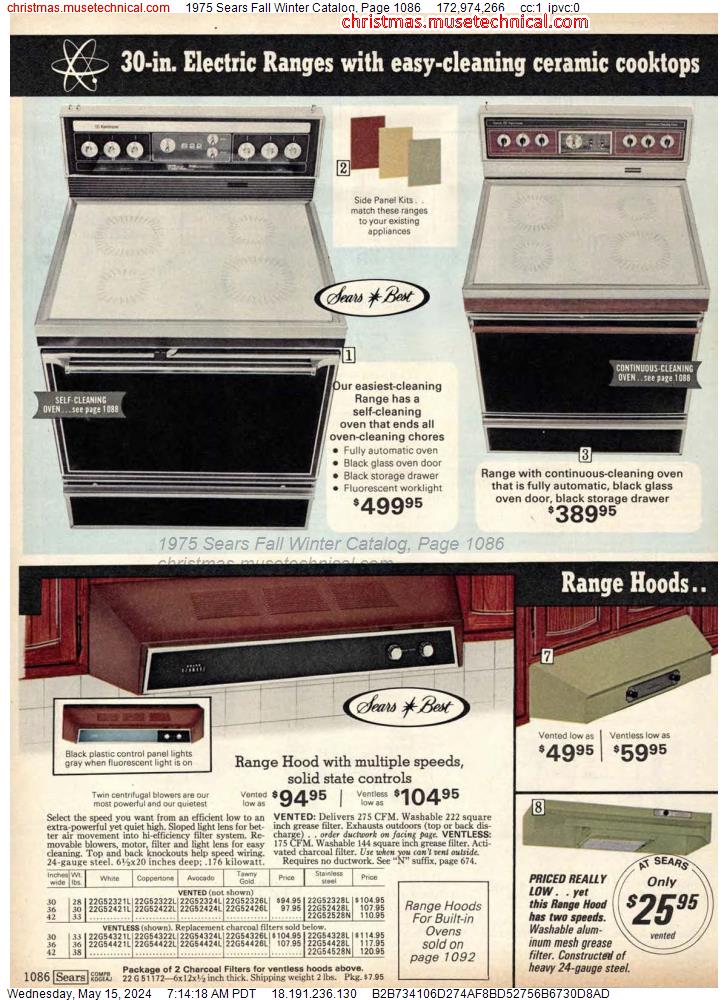 1975 Sears Fall Winter Catalog, Page 1086