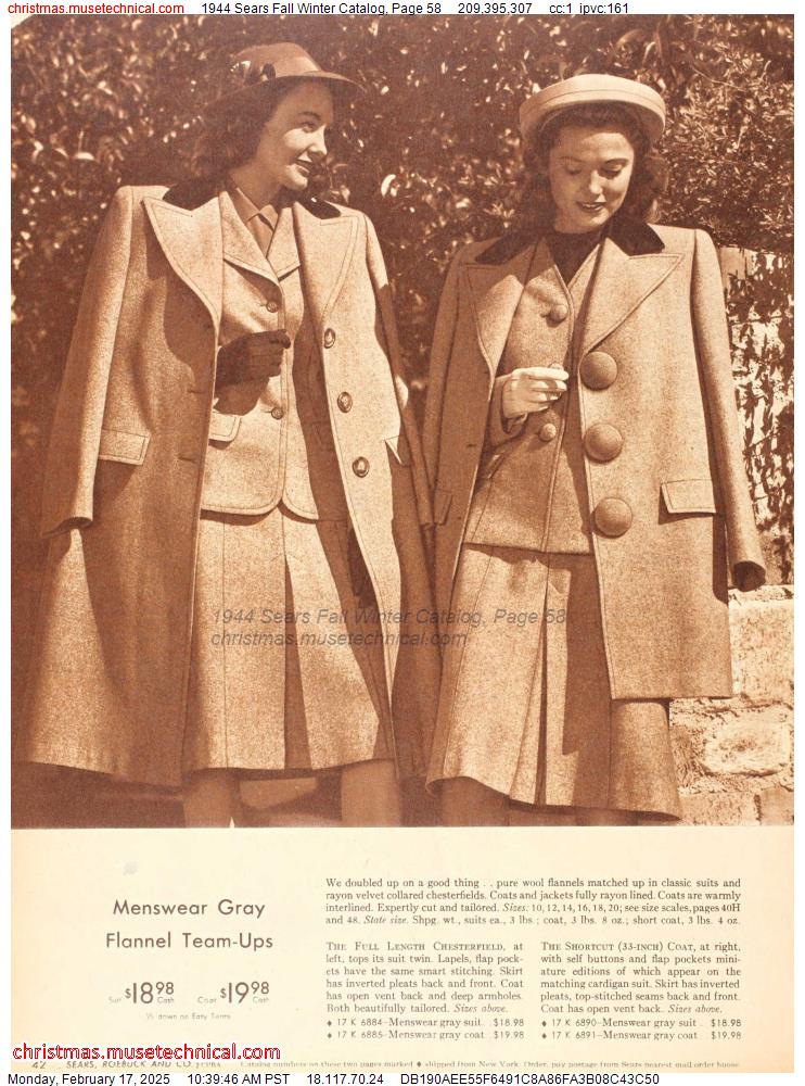 1944 Sears Fall Winter Catalog, Page 58