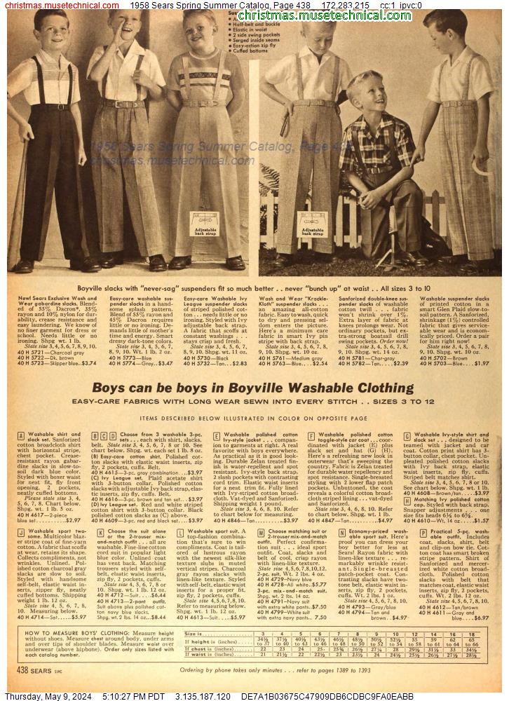 1958 Sears Spring Summer Catalog, Page 438
