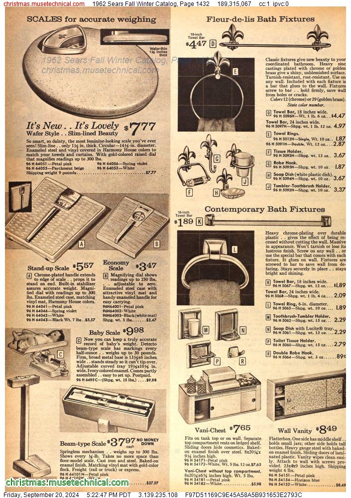 1962 Sears Fall Winter Catalog, Page 1432