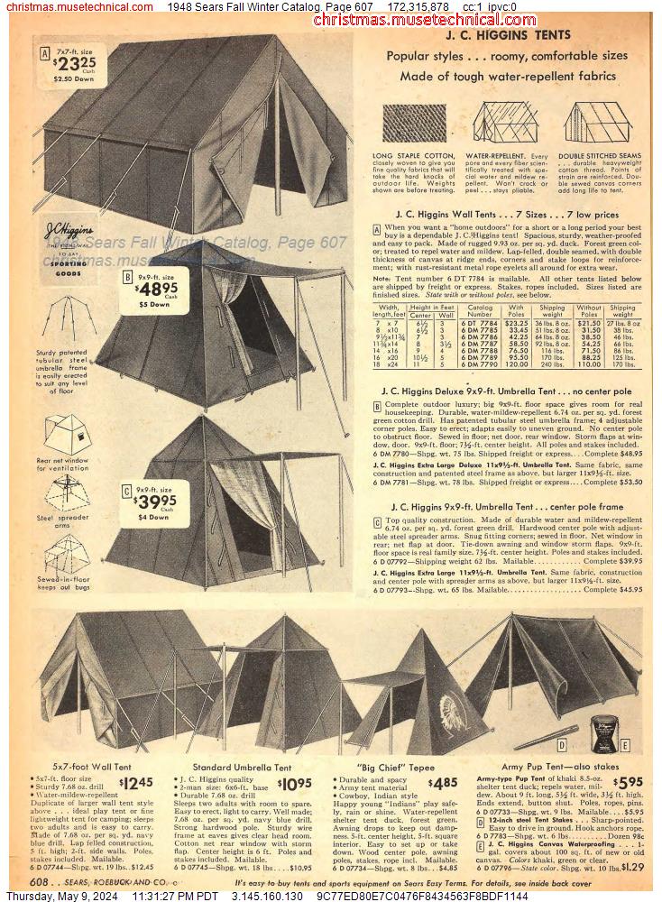 1948 Sears Fall Winter Catalog, Page 607
