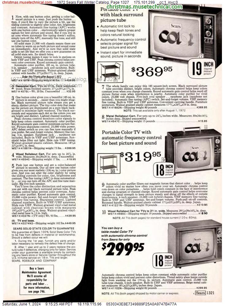 1972 Sears Fall Winter Catalog, Page 1327
