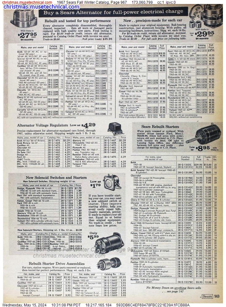 1967 Sears Fall Winter Catalog, Page 967