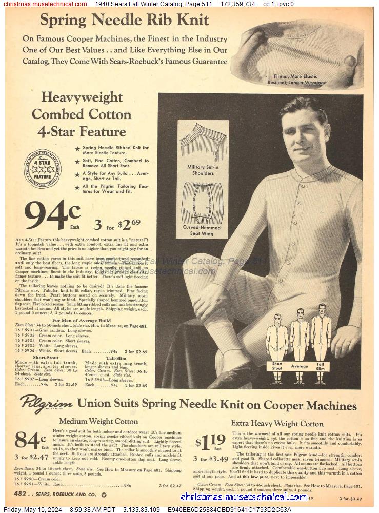 1940 Sears Fall Winter Catalog, Page 511