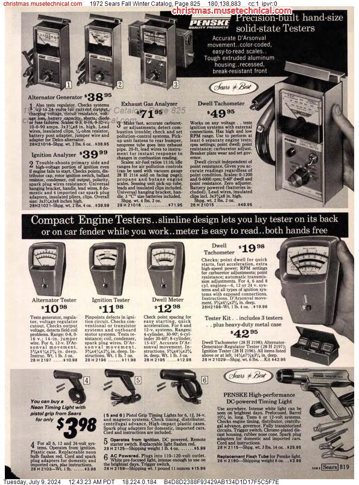 1972 Sears Fall Winter Catalog, Page 825