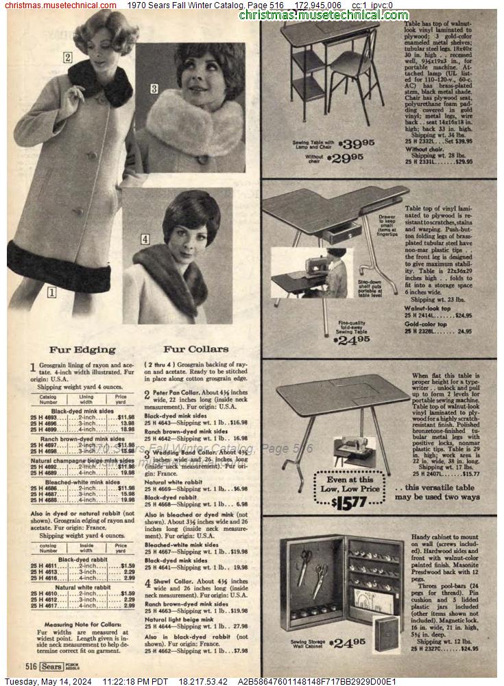 1970 Sears Fall Winter Catalog, Page 516