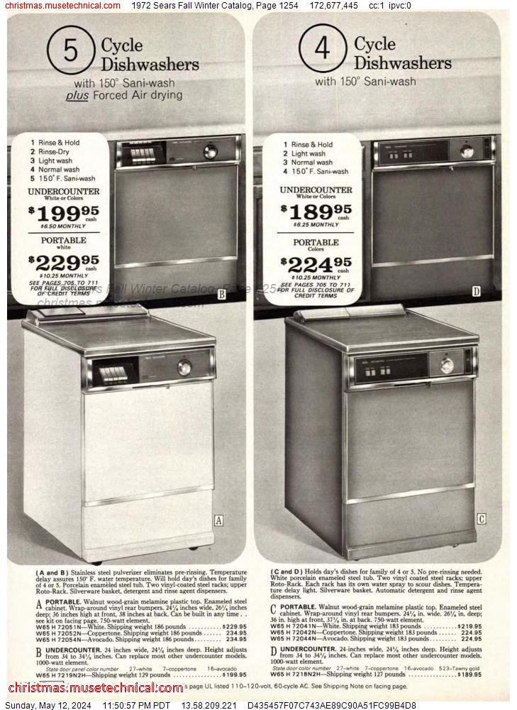 1972 Sears Fall Winter Catalog, Page 1254