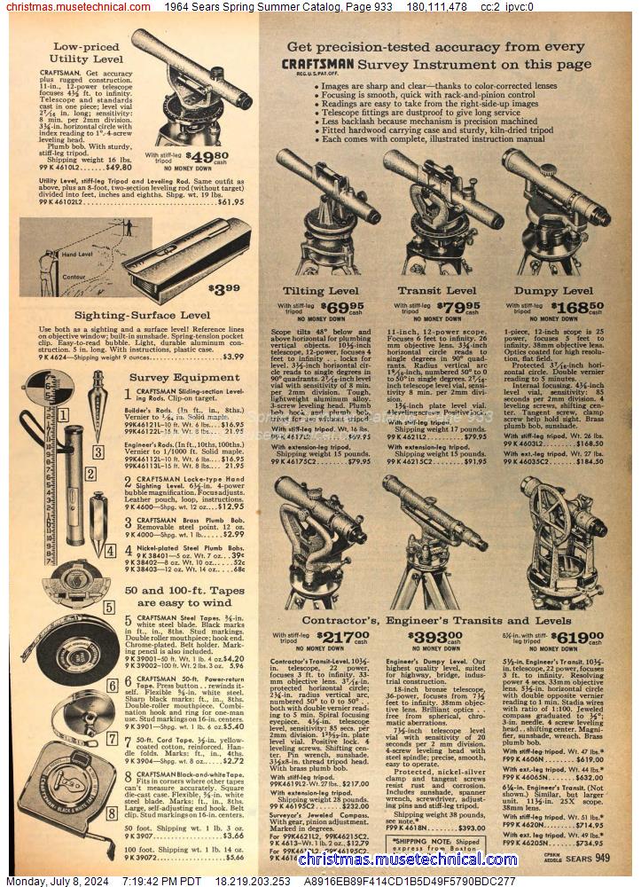 1964 Sears Spring Summer Catalog, Page 933