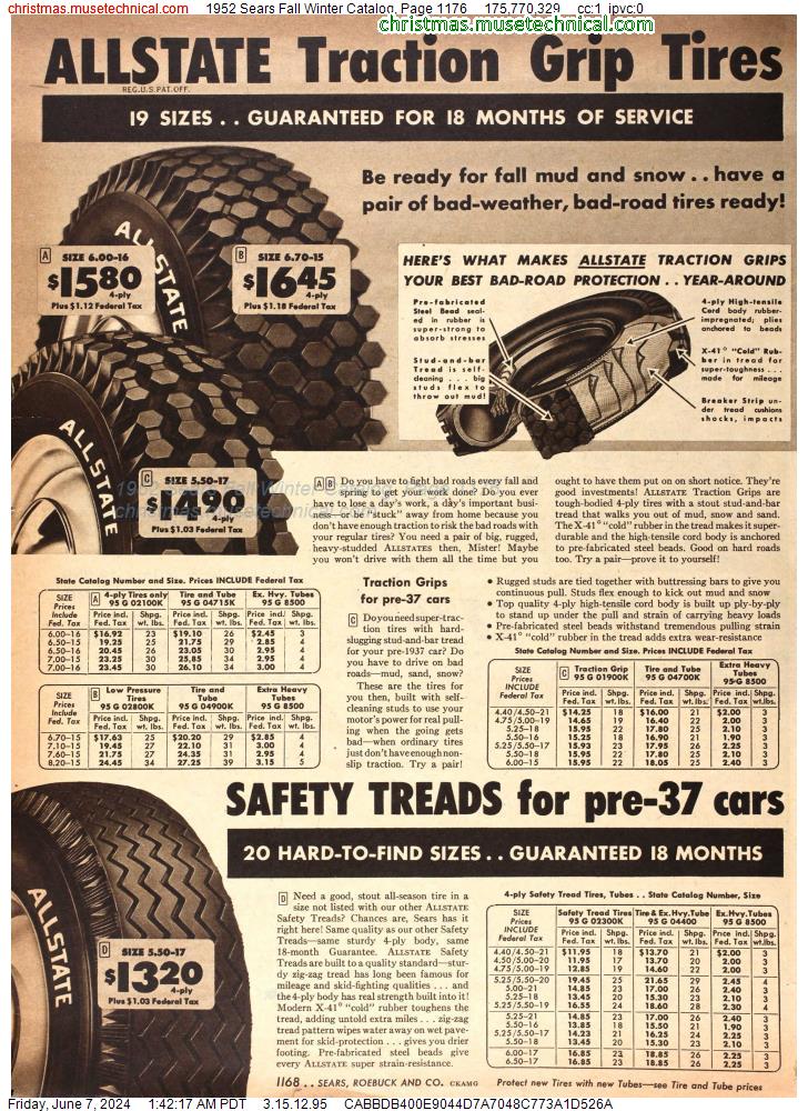 1952 Sears Fall Winter Catalog, Page 1176