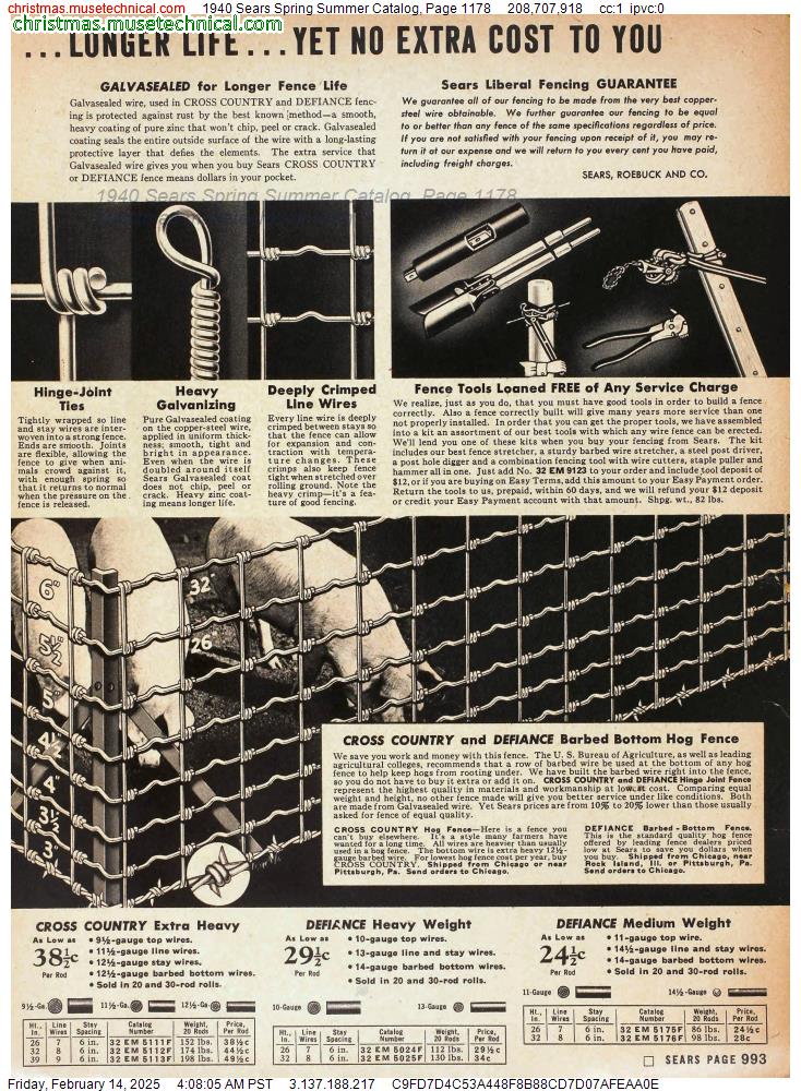 1940 Sears Spring Summer Catalog, Page 1178