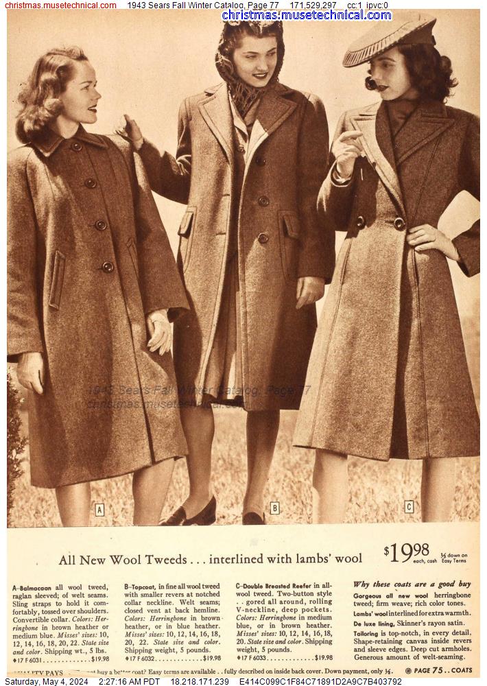 1943 Sears Fall Winter Catalog, Page 77