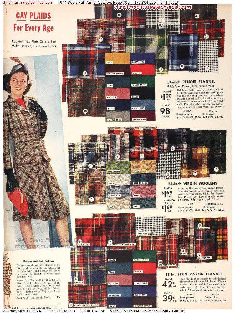 1941 Sears Fall Winter Catalog, Page 709