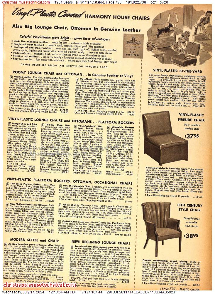 1951 Sears Fall Winter Catalog, Page 735
