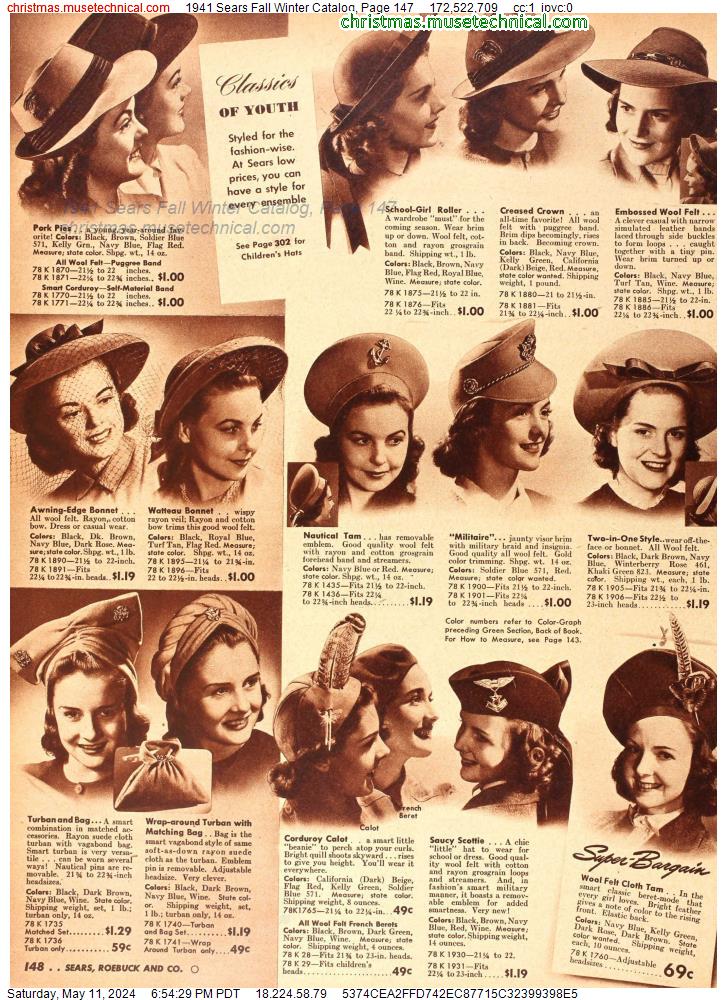 1941 Sears Fall Winter Catalog, Page 147