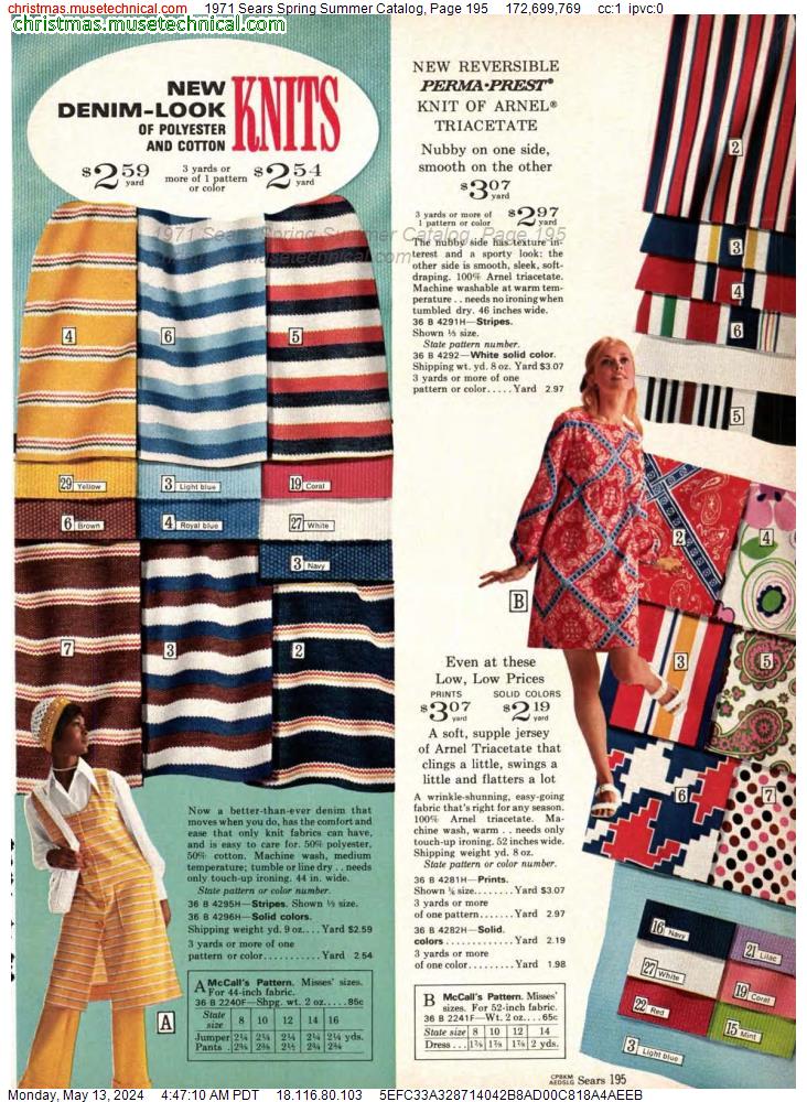 1971 Sears Spring Summer Catalog, Page 195