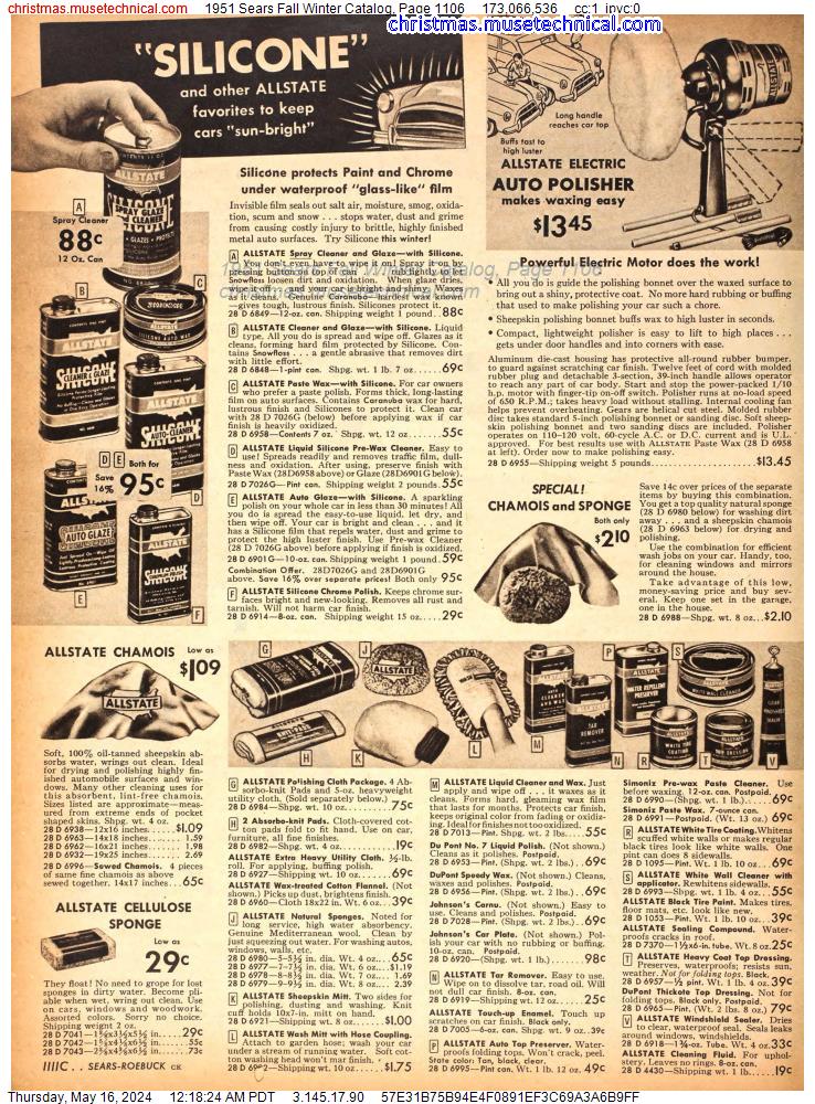 1951 Sears Fall Winter Catalog, Page 1106