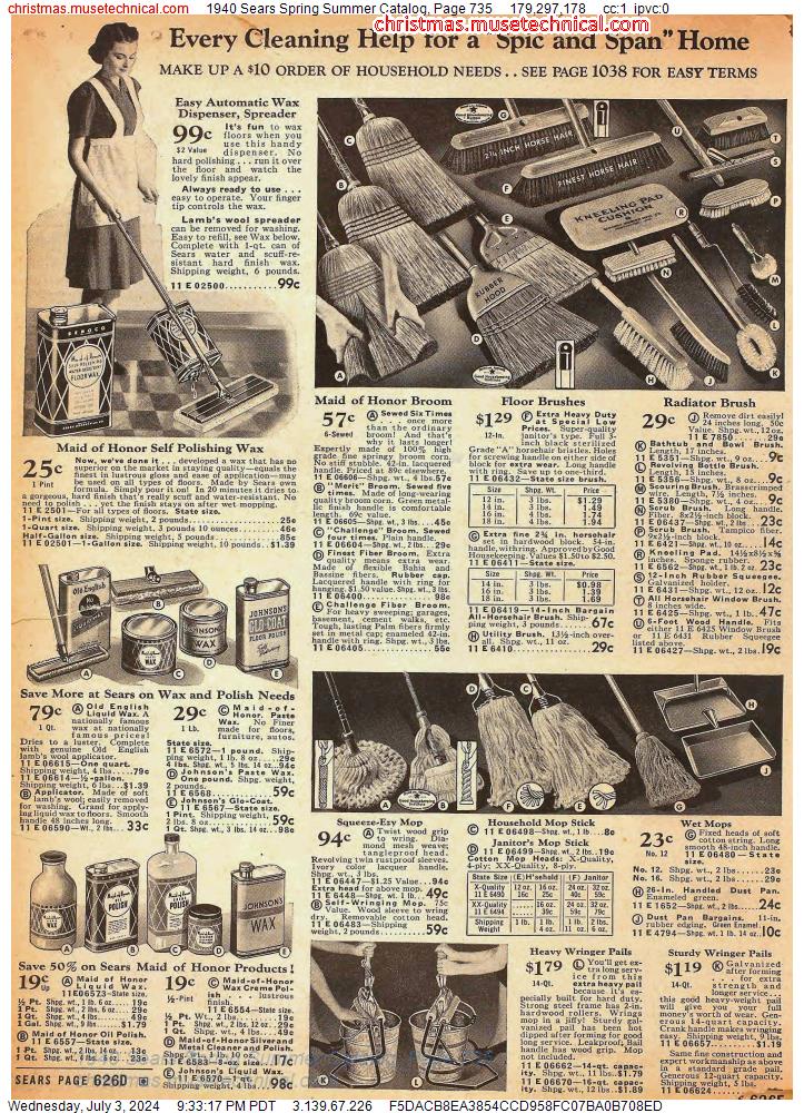 1940 Sears Spring Summer Catalog, Page 735