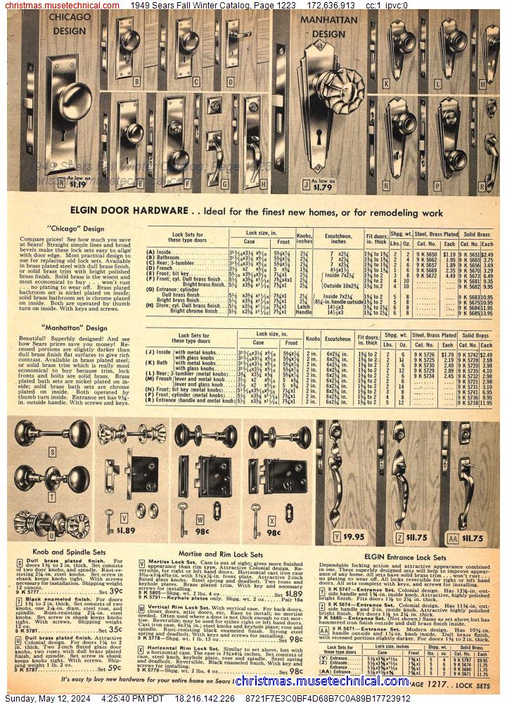 1949 Sears Fall Winter Catalog, Page 1223