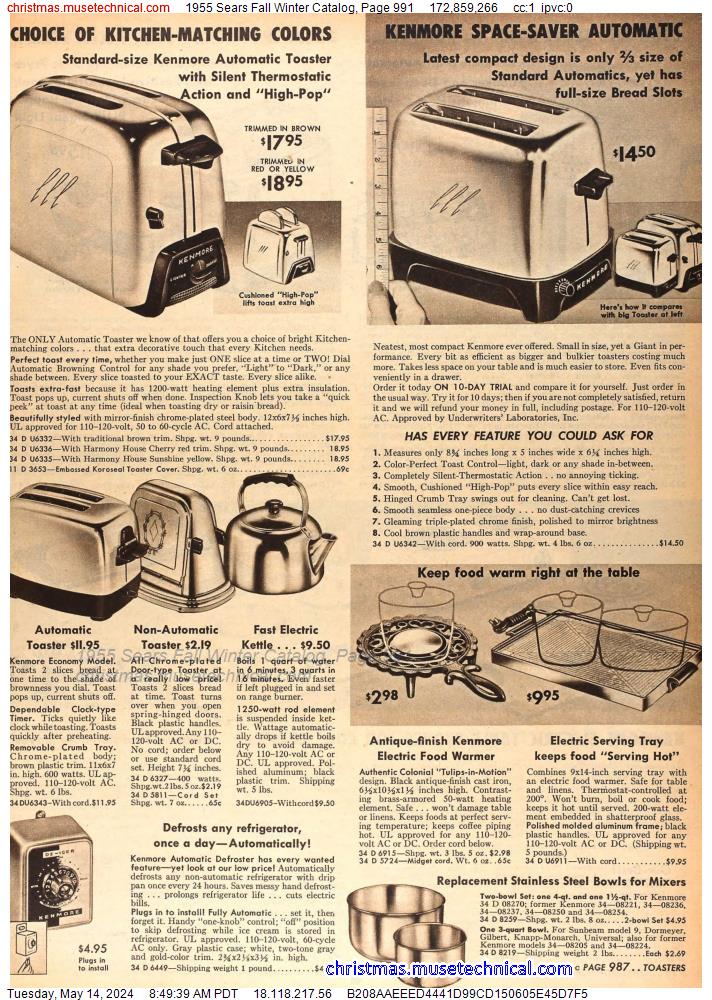 1955 Sears Fall Winter Catalog, Page 991