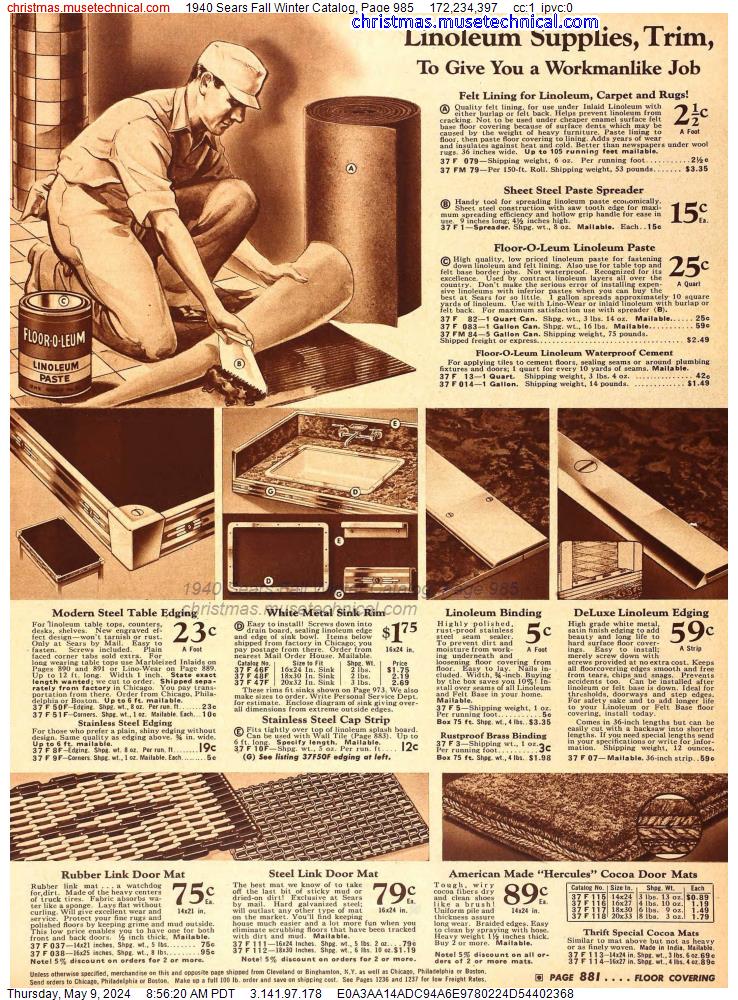 1940 Sears Fall Winter Catalog, Page 985