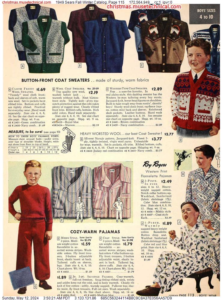 1949 Sears Fall Winter Catalog, Page 115