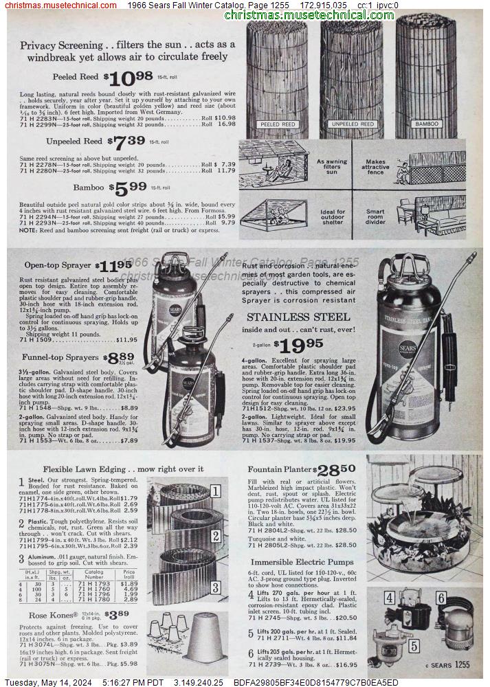 1966 Sears Fall Winter Catalog, Page 1255