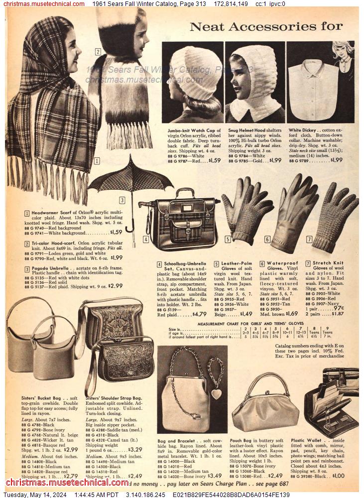 1961 Sears Fall Winter Catalog, Page 313