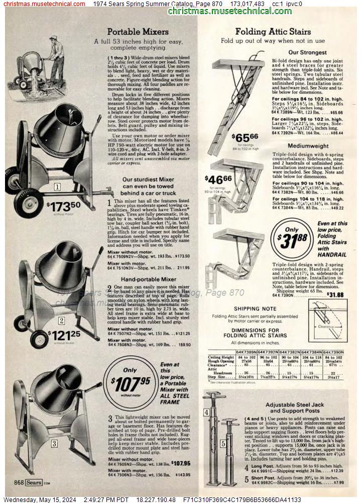 1974 Sears Spring Summer Catalog, Page 870