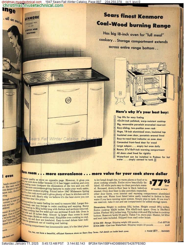 1947 Sears Fall Winter Catalog, Page 897