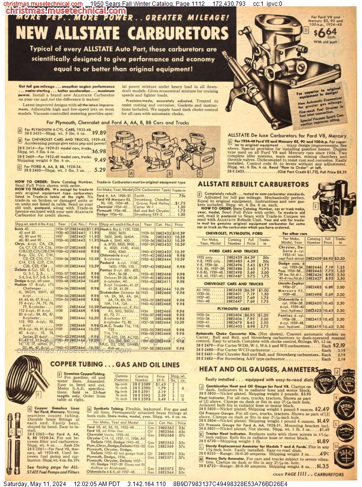 1950 Sears Fall Winter Catalog, Page 1112