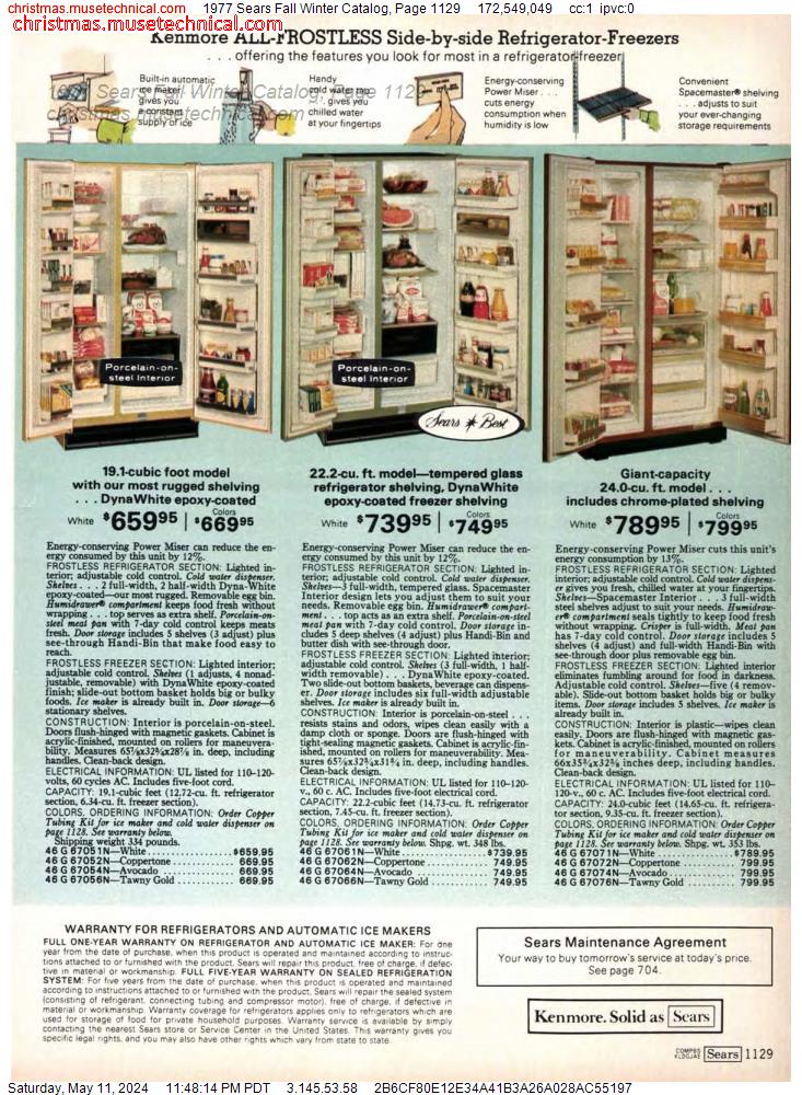 1977 Sears Fall Winter Catalog, Page 1129