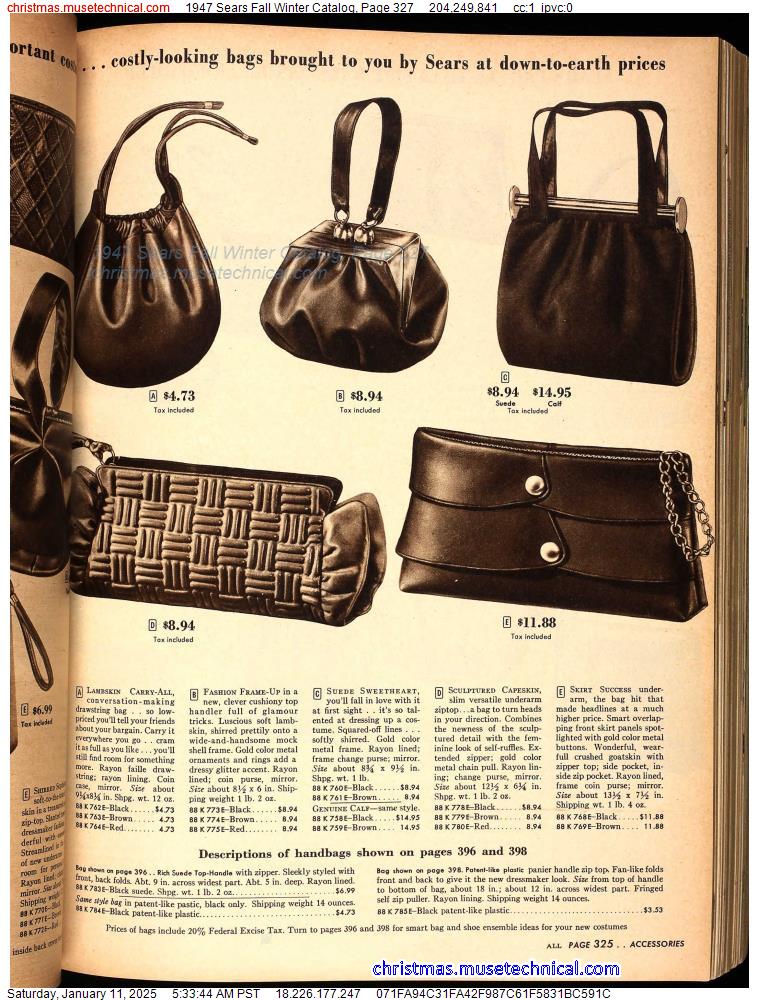 1947 Sears Fall Winter Catalog, Page 327