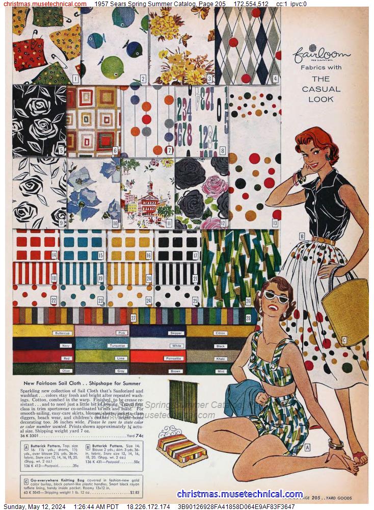 1957 Sears Spring Summer Catalog, Page 205