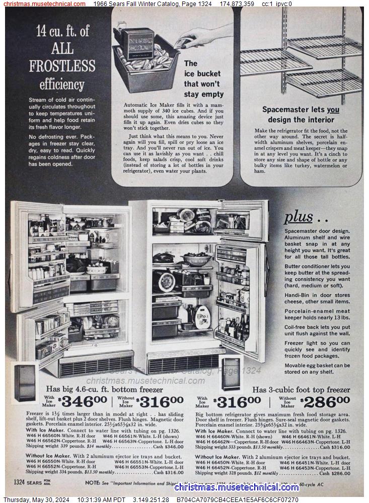 1966 Sears Fall Winter Catalog, Page 1324
