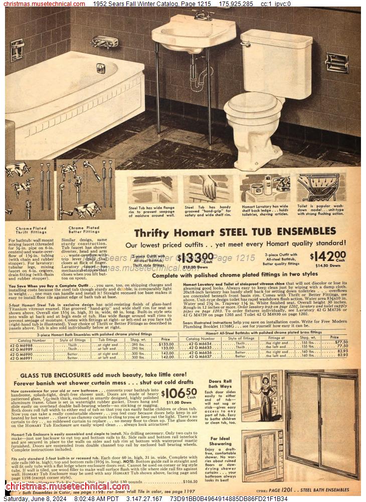 1952 Sears Fall Winter Catalog, Page 1215