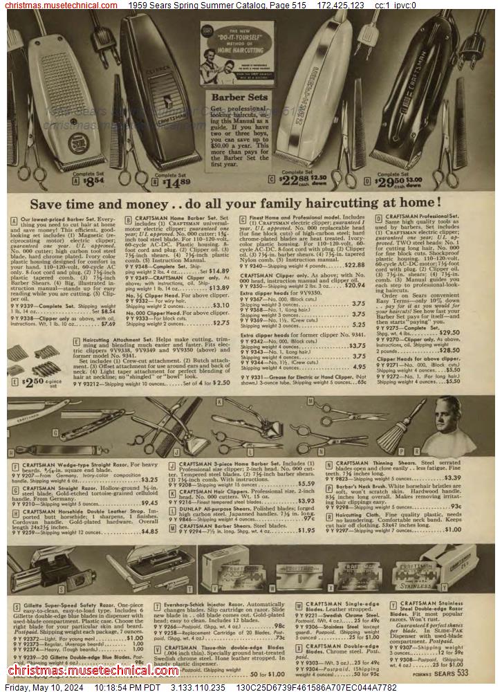 1959 Sears Spring Summer Catalog, Page 515