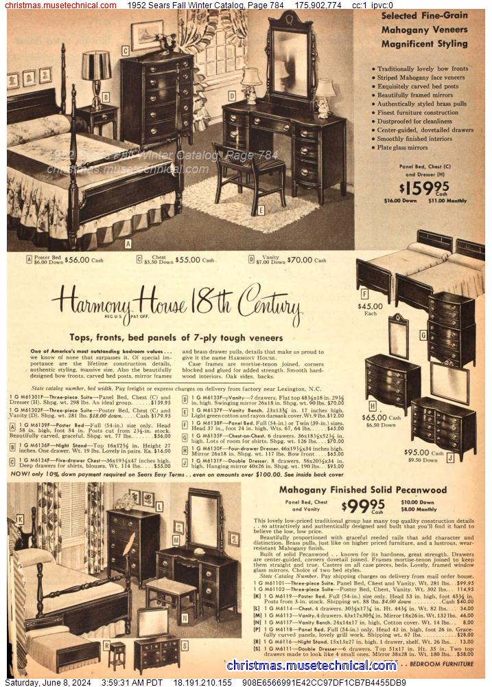 1952 Sears Fall Winter Catalog, Page 784