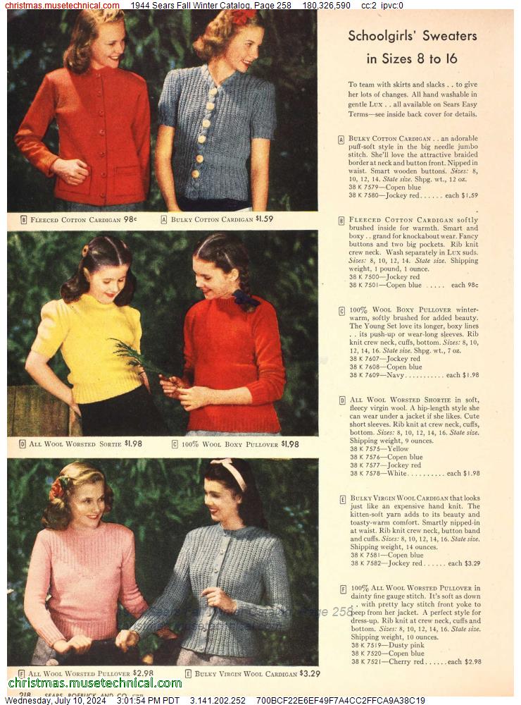 1944 Sears Fall Winter Catalog, Page 258