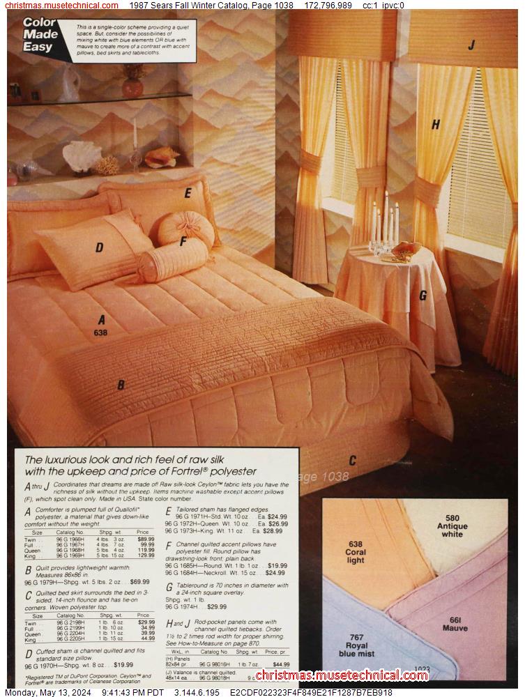 1987 Sears Fall Winter Catalog, Page 1038