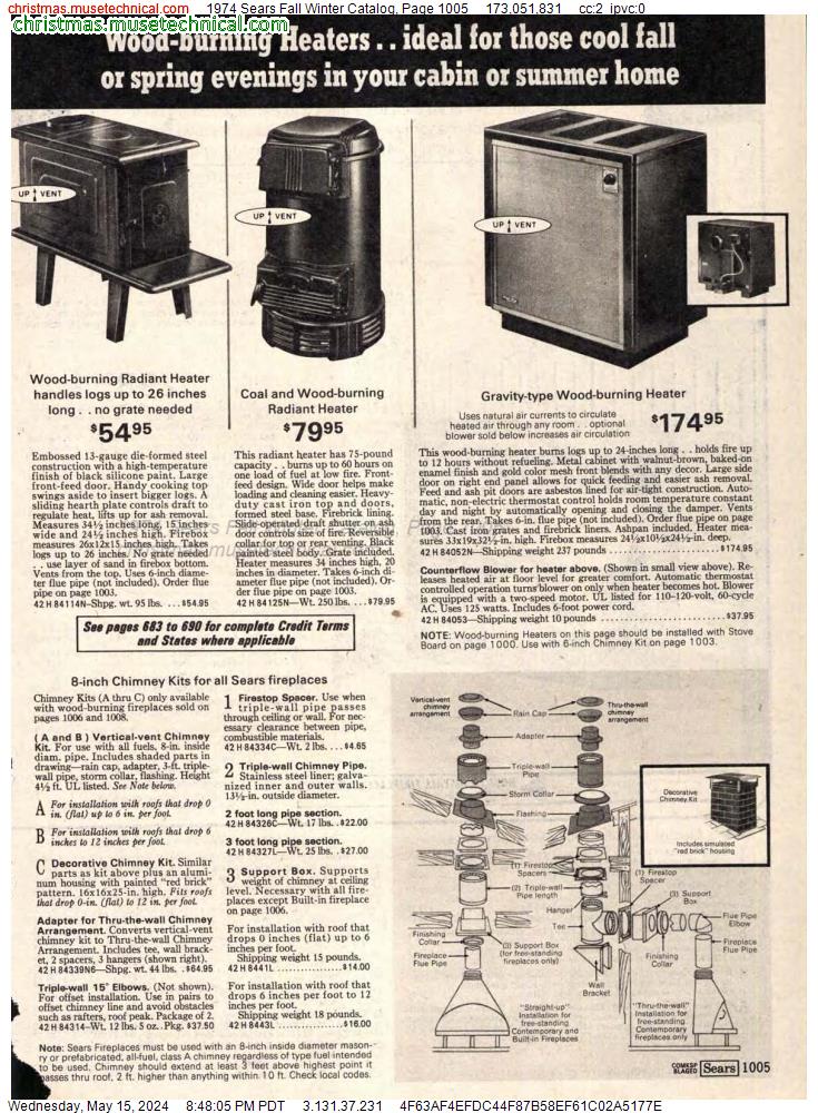1974 Sears Fall Winter Catalog, Page 1005